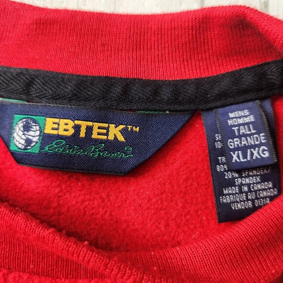 Y2k Eddie Bauer EBTEK Polartec Red Pullover Fleece Crewneck Sweatshirt Size XL - Picture 8 of 9